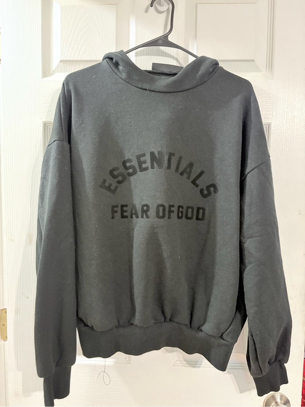Fear of God ESSENTIALS Black Tonal Logo Hoodie XS Oversized Pullover
